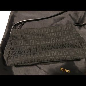 Fendi Black Zucca Canvas & Leather Shoulder Bag
